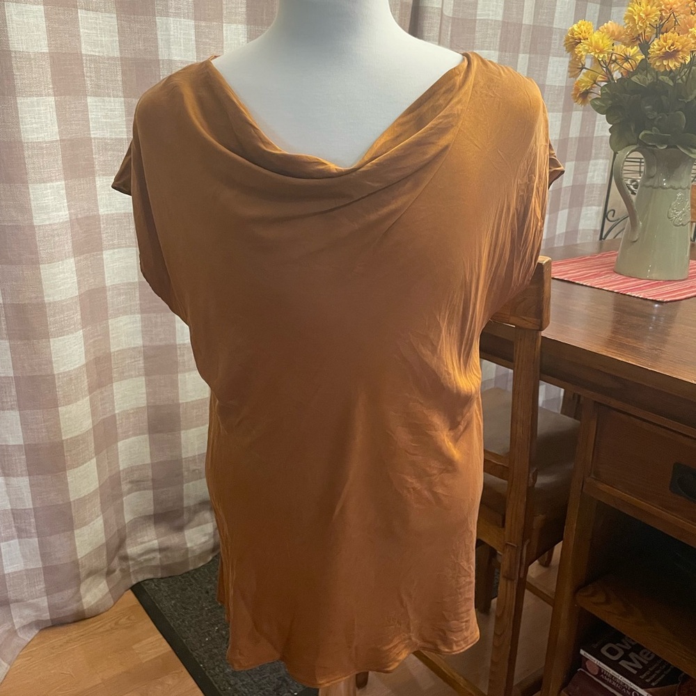 Anthropologie Cowl Neck Blouse - Rich Tan